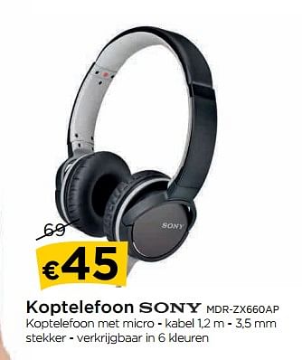 Promoties Koptelefoon sony mdr-zx660ap - Sony - Geldig van 30/03/2018 tot 25/04/2018 bij Molecule