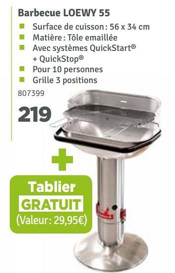 Promotions Barbecue loewy 55 - Barbecook - Valide de 01/04/2018 à 30/06/2018 chez Mr. Bricolage