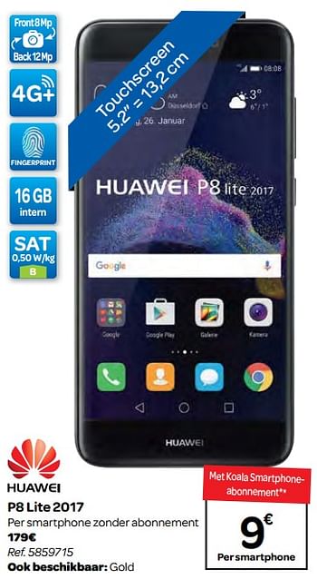 Promoties Huawei p8 lite 2017 - Huawei - Geldig van 11/04/2018 tot 23/04/2018 bij Carrefour