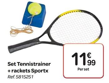 Promoties Set tennistrainer + rackets sportx - Huismerk - Carrefour  - Geldig van 11/04/2018 tot 23/04/2018 bij Carrefour