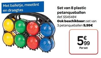 Promoties Set van 8 plastic petanqueballen - Huismerk - Carrefour  - Geldig van 11/04/2018 tot 23/04/2018 bij Carrefour