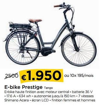 Promotions E-bike prestige tango - Prestige - Valide de 30/03/2018 à 25/04/2018 chez Molecule