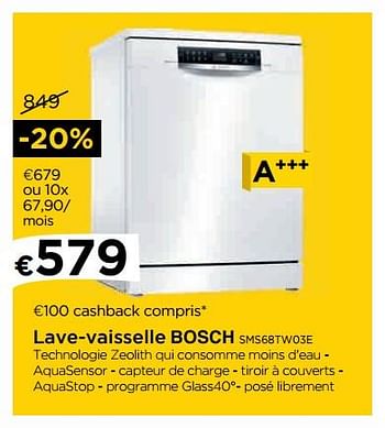 Promotions Lave-vaisselle bosch sms68tw03e - Bosch - Valide de 30/03/2018 à 25/04/2018 chez Molecule
