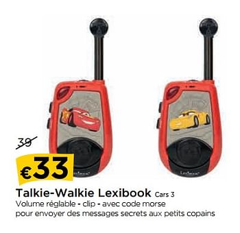 Promotions Talkie-walkie lexibook cars 3 - Lexibook - Valide de 30/03/2018 à 25/04/2018 chez Molecule