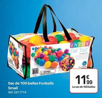Promotions Sac de 100 balles funballs small - Produit maison - Carrefour  - Valide de 11/04/2018 à 23/04/2018 chez Carrefour