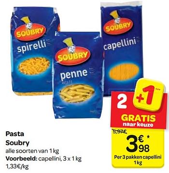 Promoties Pasta soubry - Soubry - Geldig van 11/04/2018 tot 23/04/2018 bij Carrefour