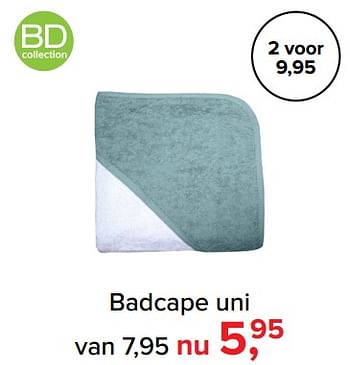 Promoties Badcape uni - Huismerk - Baby-Dump - Geldig van 09/04/2018 tot 05/05/2018 bij Baby-Dump
