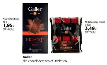Promotions Galler alle chocoladerepen of -tabletten - Galler - Valide de 11/04/2018 à 24/04/2018 chez Colruyt