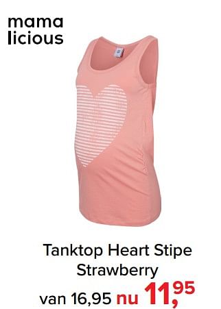 Promoties Tanktop heart stipe strawberry - MamaLicious - Geldig van 09/04/2018 tot 05/05/2018 bij Baby-Dump