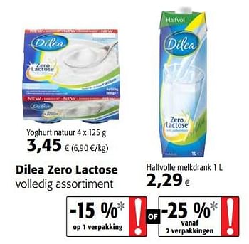 Promoties Dilea zero lactose volledig assortiment - Dilea - Geldig van 11/04/2018 tot 24/04/2018 bij Colruyt