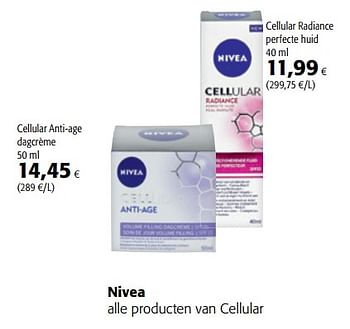 Promotions Nivea alle producten van cellular - Nivea - Valide de 11/04/2018 à 24/04/2018 chez Colruyt