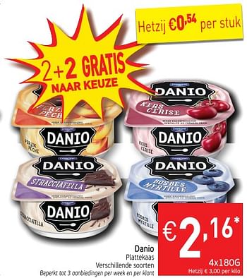 Promoties Danio plattekaas danone - Danone - Geldig van 17/04/2018 tot 22/04/2018 bij Intermarche