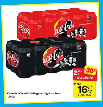 Promotions Canettes coca-cola regular, light ou zero - Coca Cola - Valide de 11/04/2018 à 23/04/2018 chez Carrefour