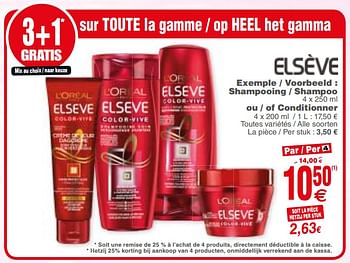 Promoties Elseve shampooing - shampoo ou - of conditionner - Elseve - Geldig van 17/04/2018 tot 23/04/2018 bij Cora