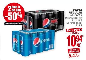 Promoties Pepsi regular ou-of max - Pepsi - Geldig van 17/04/2018 tot 23/04/2018 bij Cora