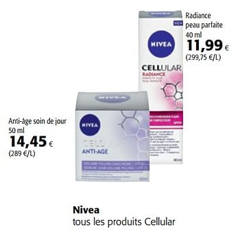 Promoties Nivea tous les produits cellular - Nivea - Geldig van 11/04/2018 tot 24/04/2018 bij Colruyt