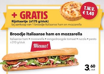 Promoties Broodje italiaanse ham en mozzarella - Huismerk - Buurtslagers - Geldig van 13/04/2018 tot 26/04/2018 bij Buurtslagers