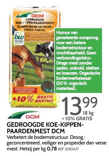 Promoties Gedroogde koe-kippen-paardenmest dcm - DCM - Geldig van 18/04/2018 tot 07/05/2018 bij BricoPlanit
