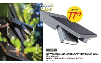 Promotions Opwaartse led-wandlamp tilly solar lutec - Lutec - Valide de 18/04/2018 à 07/05/2018 chez BricoPlanit