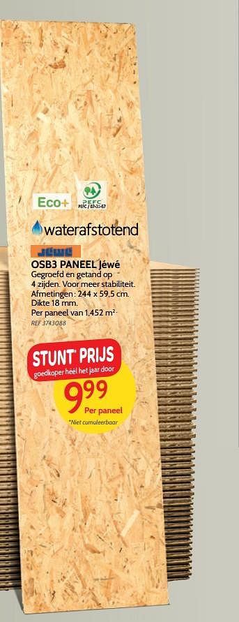 Promoties Waterafstotend osb3 paneel jéwé - Jéwé - Geldig van 18/04/2018 tot 07/05/2018 bij BricoPlanit