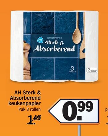 Promotions Ah sterk + absorberend keukenpapier - Produit Maison - Albert Heijn - Valide de 16/04/2018 à 22/04/2018 chez Albert Heijn