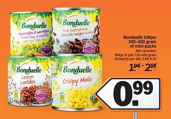 Promoties Bonduelle blikjes of mini - packs - Bonduelle - Geldig van 16/04/2018 tot 22/04/2018 bij Albert Heijn