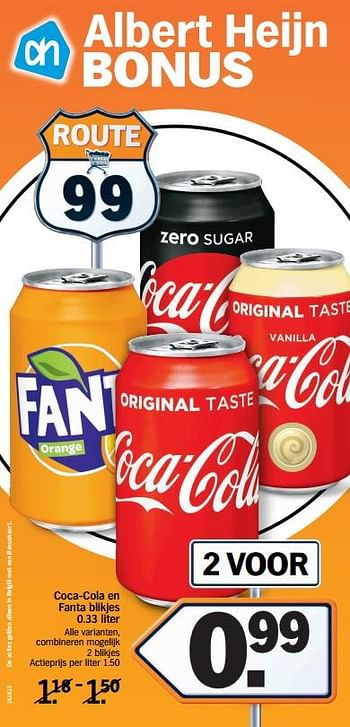 Promotions Coca-cola en fanta blikjes - The Coca Cola Company - Valide de 16/04/2018 à 22/04/2018 chez Albert Heijn