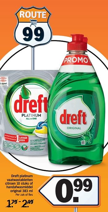 Promoties Dreft platinum vaatwastabletten citroen of handafwasmiddel original - Dreft - Geldig van 16/04/2018 tot 22/04/2018 bij Albert Heijn