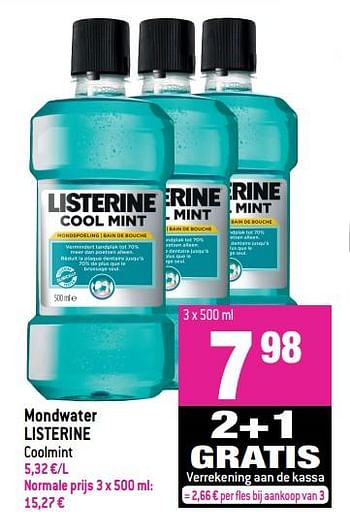 Promoties Mondwater listerine coolmint - Listerine - Geldig van 18/04/2018 tot 24/04/2018 bij Match