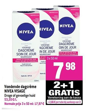 Promoties Voedende dagcrème nivea visage droge of gevoelige huid - Nivea - Geldig van 18/04/2018 tot 24/04/2018 bij Match
