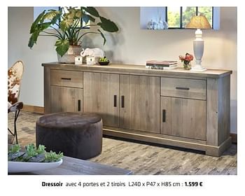 Promoties Dressoir avec 4 portes et 2 tiroirs - Huismerk - Euroshop - Geldig van 20/03/2018 tot 30/06/2018 bij Euro Shop