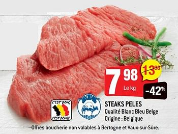 Promotions Steaks peles - Produit Maison - Smatch - Valide de 18/04/2018 à 24/04/2018 chez Smatch