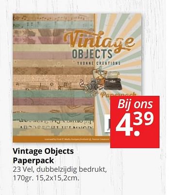 Promotions Vintage objects paperpack - Produit Maison - Boekenvoordeel - Valide de 13/04/2018 à 21/04/2018 chez BoekenVoordeel
