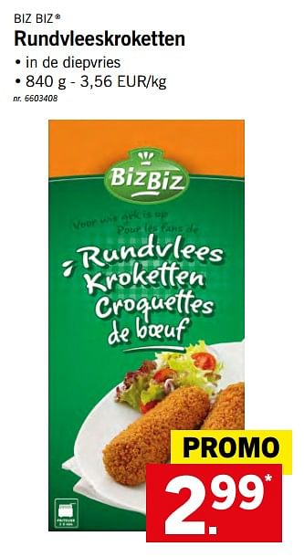 Promoties Biz biz rundvleeskroketten - BizBiz - Geldig van 22/04/2018 tot 28/04/2018 bij Lidl