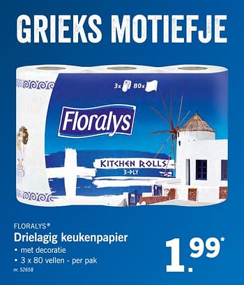 Promotions Drielagig keukenpapier - Floralys - Valide de 26/04/2018 à 28/04/2018 chez Lidl