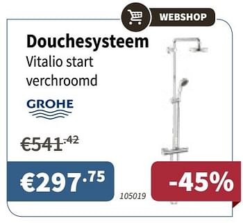 Promoties Douchesysteem vitalio start verchroomd - Grohe - Geldig van 12/04/2018 tot 25/04/2018 bij Cevo Market