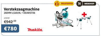 Promoties Makita verstekzaagmachine 260mm ls1019l + deawst06 - Makita - Geldig van 12/04/2018 tot 25/04/2018 bij Cevo Market