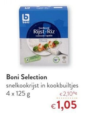 Promoties Boni selection snelkookrijst in kookbuiltjes - Boni - Geldig van 11/04/2018 tot 24/04/2018 bij OKay