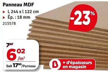 Promotions Panneau mdf - Produit maison - Mr. Bricolage - Valide de 10/04/2018 à 22/04/2018 chez Mr. Bricolage