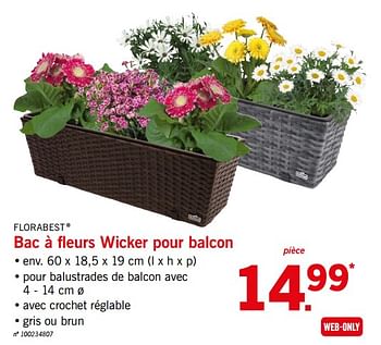 Promotions Bac à fleurs wicker pour balcon - Flora  Best - Valide de 26/04/2018 à 28/04/2018 chez Lidl
