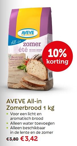 Promoties Aveve all-in zomerbrood - Huismerk - Aveve - Geldig van 24/04/2018 tot 06/05/2018 bij Aveve