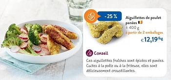 Promoties Aiguillettes de poulet panées - Huismerk - Okay  - Geldig van 11/04/2018 tot 24/04/2018 bij OKay
