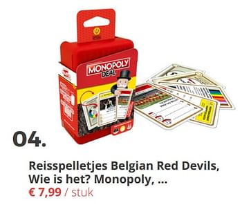 Promotions Reisspelletjes belgian red devils, wie is het? monopoly - Produit Maison - Ava - Valide de 11/04/2018 à 29/06/2018 chez Ava
