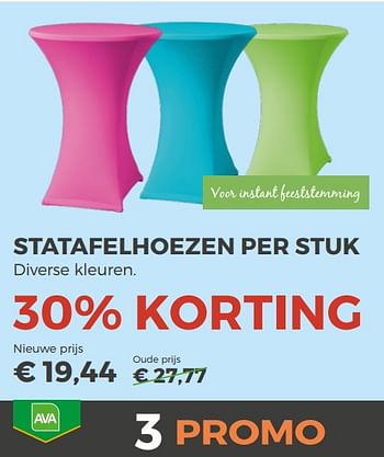 Promoties Statafelhoezen - Huismerk - Ava - Geldig van 11/04/2018 tot 29/06/2018 bij Ava