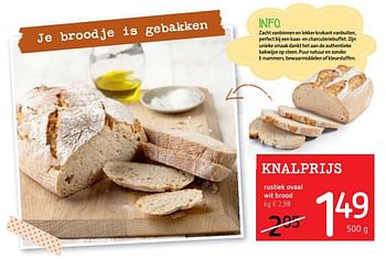 Promoties Rustiek ovaal wit brood - Huismerk - Spar Retail - Geldig van 12/04/2018 tot 25/04/2018 bij Spar (Colruytgroup)