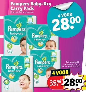 Promoties 4 x baby-dry carry pack 4 maxi - Pampers - Geldig van 17/04/2018 tot 22/04/2018 bij Kruidvat