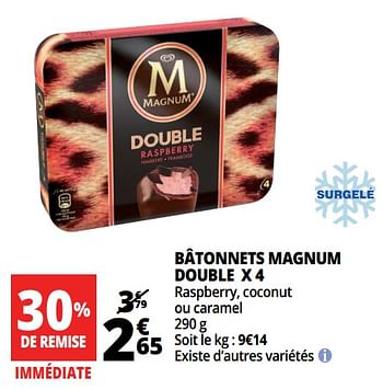 Promotions Bâtonnets magnum double x 4 ola - Ola - Valide de 18/04/2018 à 24/04/2018 chez Auchan Ronq