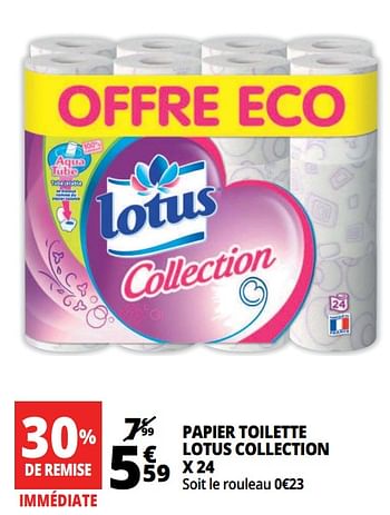 Promotions Papier toilette lotus collection x 24 - Lotus Nalys - Valide de 18/04/2018 à 24/04/2018 chez Auchan Ronq