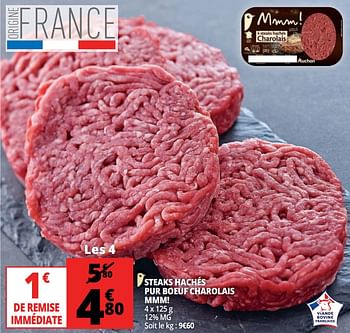 Promoties Steak hachés pur boeuf charolais mmm! - Huismerk - Auchan - Geldig van 18/04/2018 tot 24/04/2018 bij Auchan