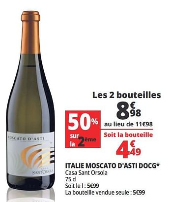 Promotions Italie moscato d`asti docg - Vins blancs - Valide de 18/04/2018 à 24/04/2018 chez Auchan Ronq